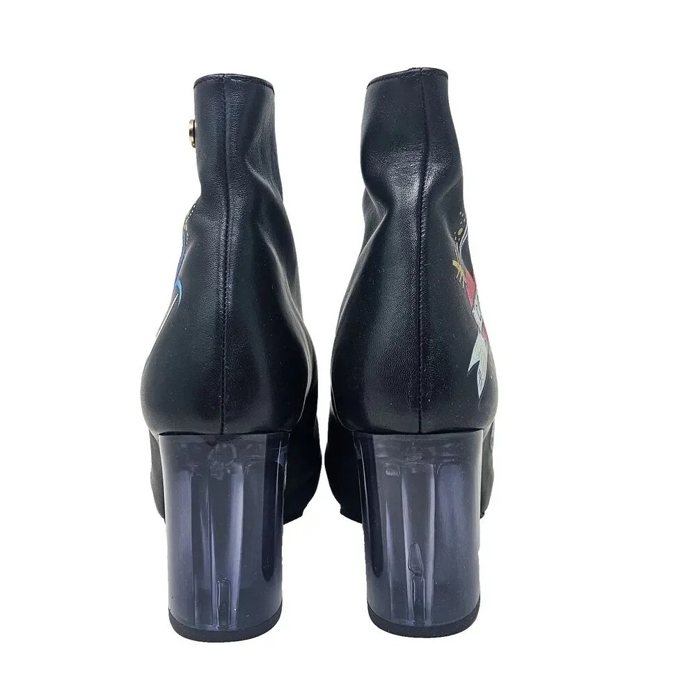 CHANII B Ankle Boot Carpe Diem Black Tattoo 41 Leather Limited Edition Glam Rock